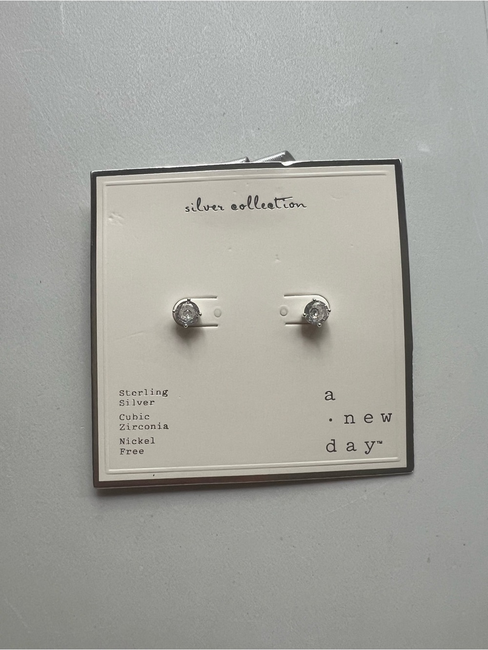 a new day Silver Cubic Zirconia Stud Earrings